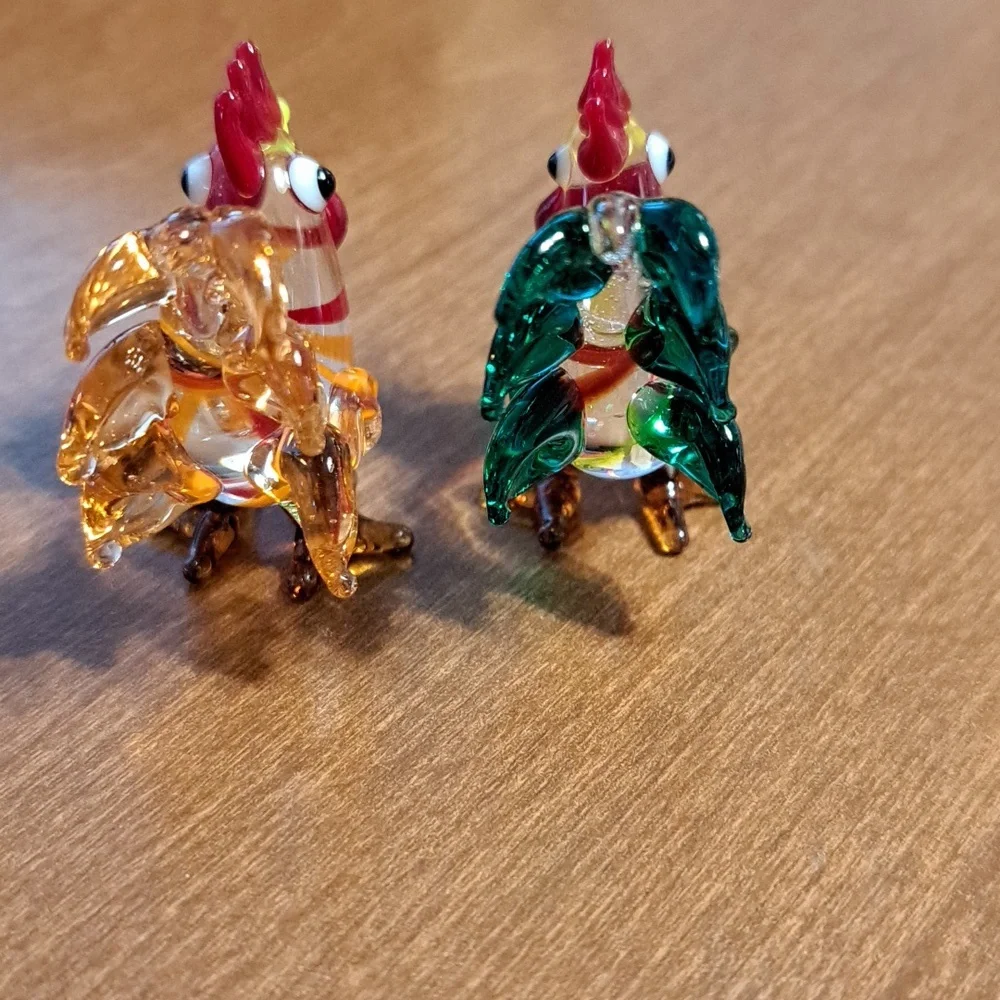 Colorful Glass Rooster Figurines for Bird Lovers